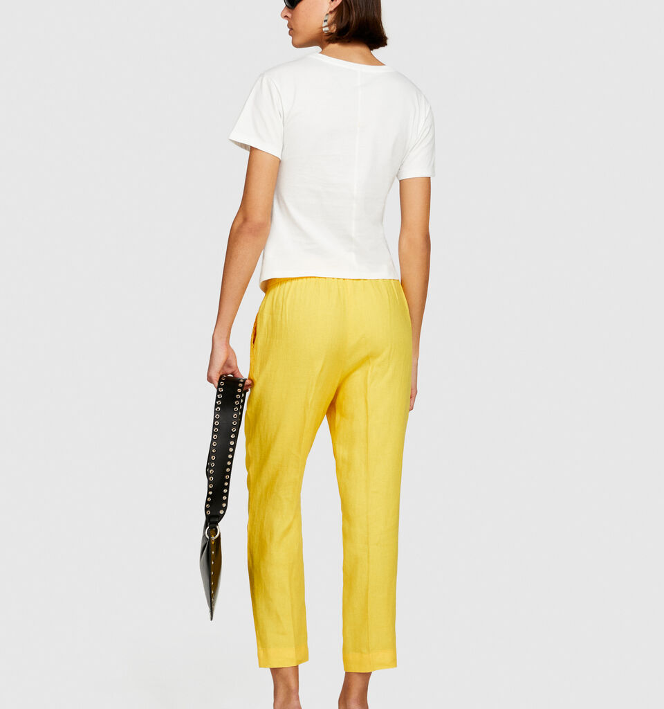 100% linen joggers - women's joggers - Yellow | Sisley image number 3